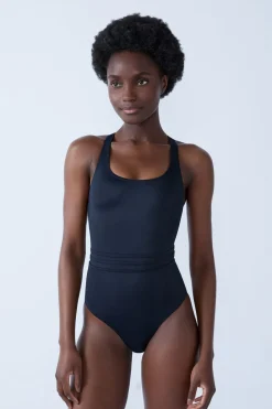 New ETAM Bañador menstrual de una pieza con espalda cruzada NEGRO