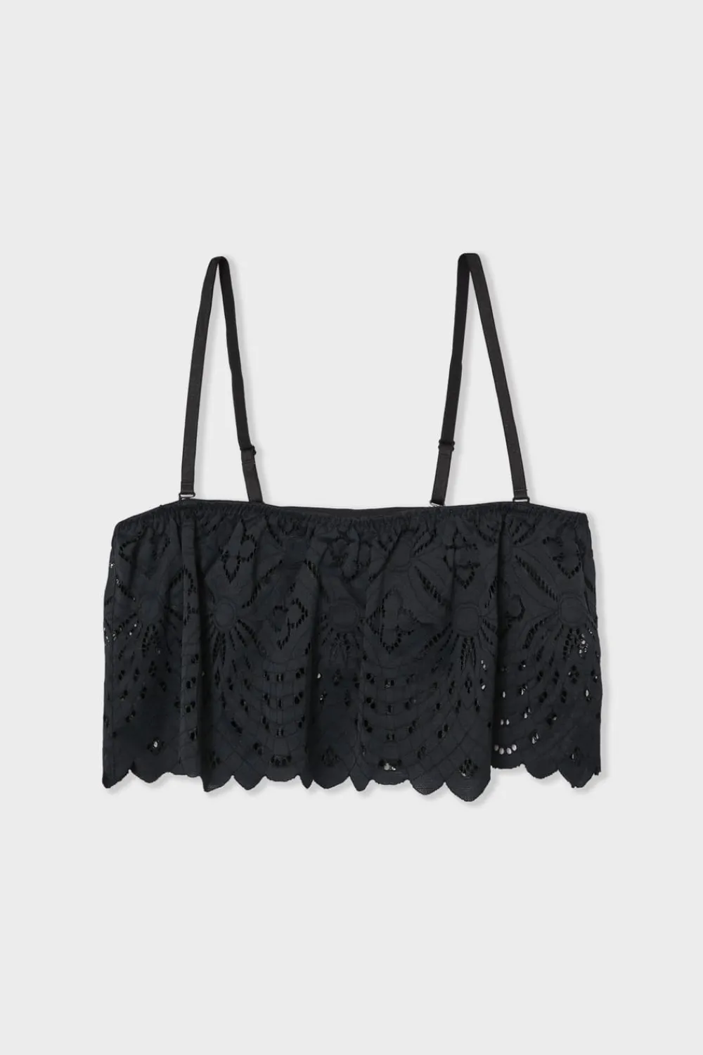 Hot ETAM Bandeau de encaje con tirantes desmontables NEGRO