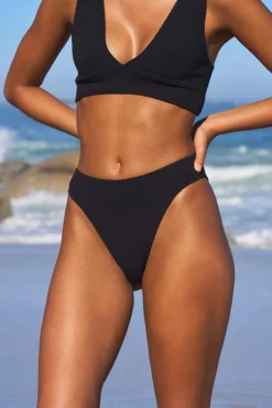 Discount ETAM Bikini de pierna alta con braguita elástica NEGRO
