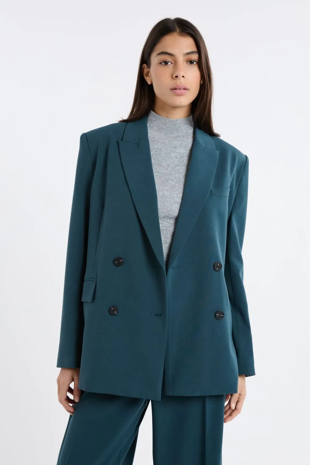 Online ETAM Blazer con cierre cruzado VERDE PATO