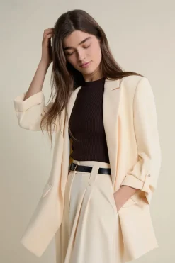Discount ETAM Blazer manches longues VANILLE