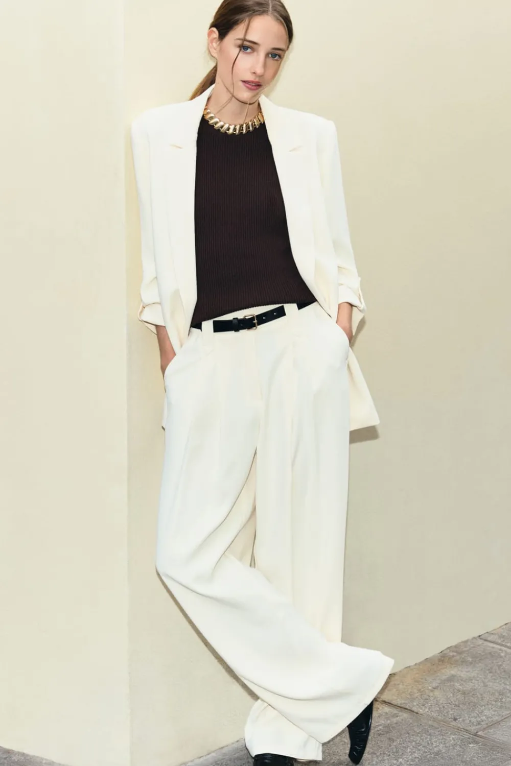 Discount ETAM Blazer manches longues VANILLE