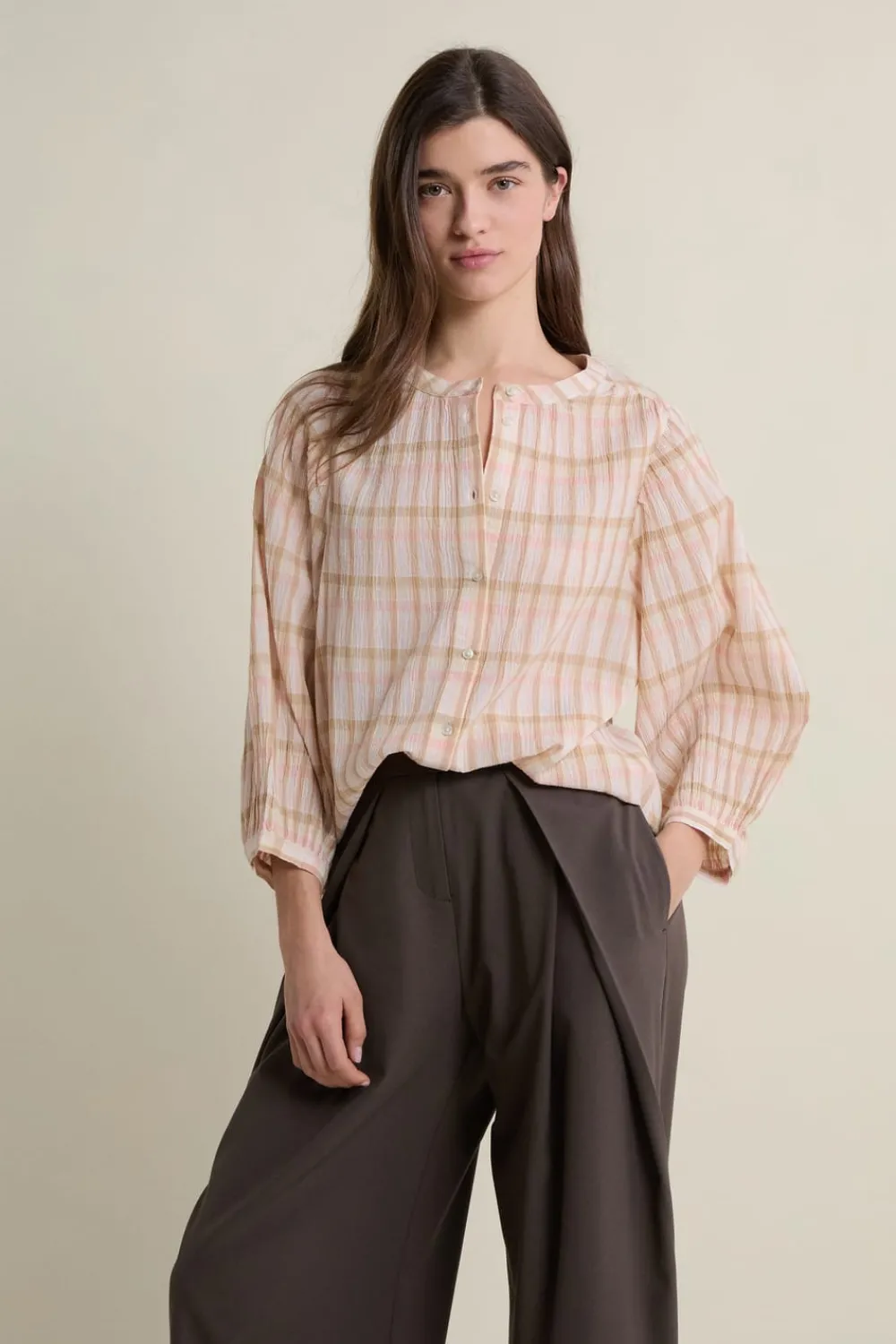 New ETAM Blouse à carreaux en coton BLUSH