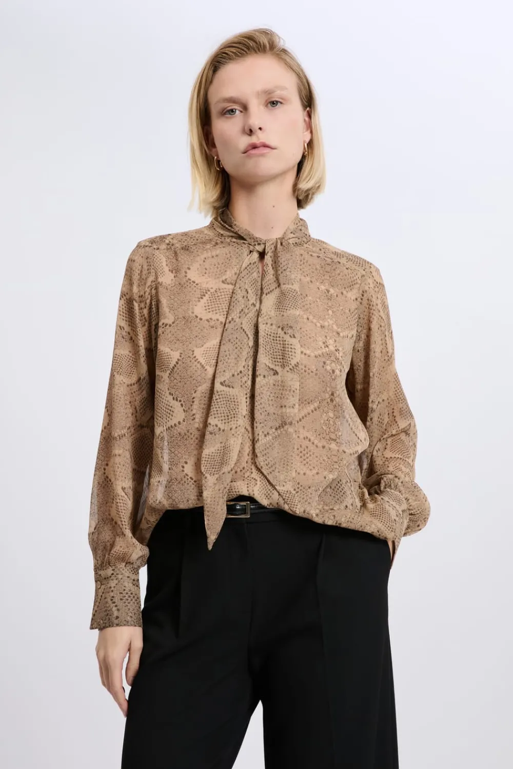 Outlet ETAM Blouse à nouer sur le devant imprimé serpent ECRU