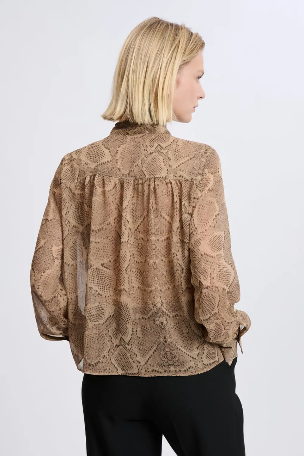 Outlet ETAM Blouse à nouer sur le devant imprimé serpent ECRU