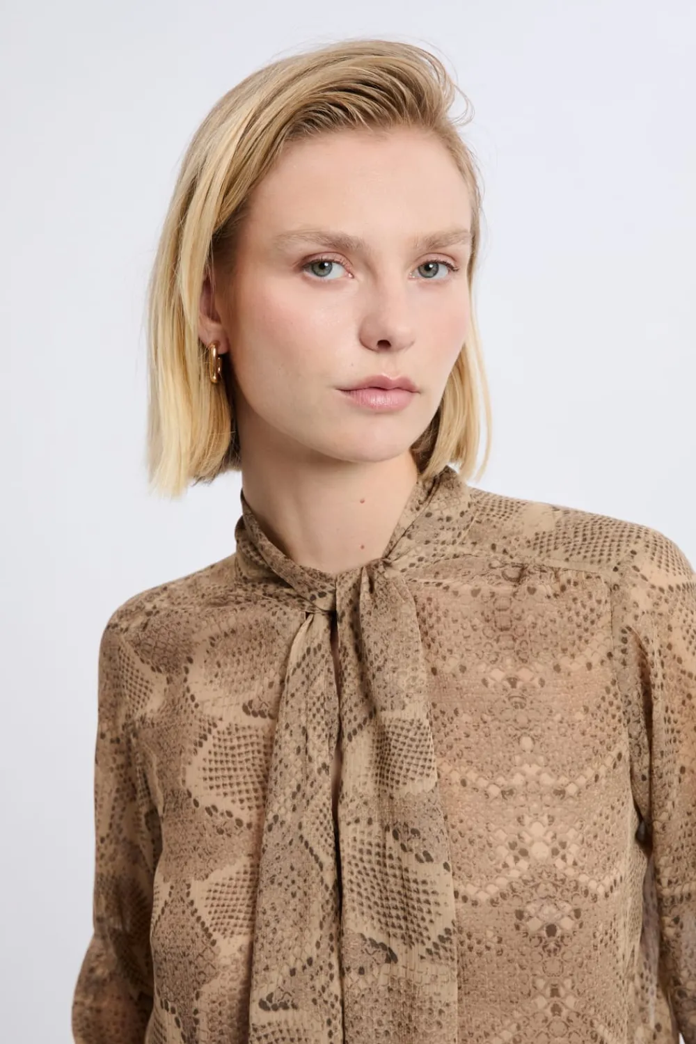 Outlet ETAM Blouse à nouer sur le devant imprimé serpent ECRU
