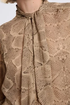 Outlet ETAM Blouse à nouer sur le devant imprimé serpent ECRU