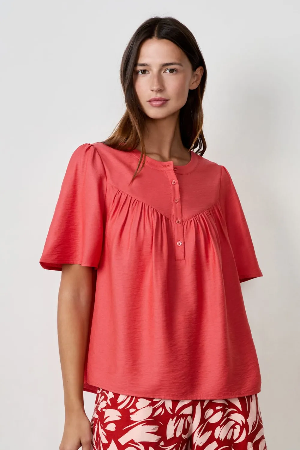 Outlet ETAM Blusa de manga corta ROJO TEJA