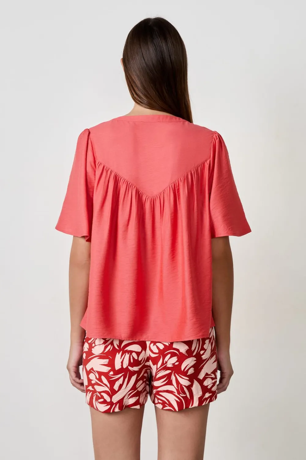 Outlet ETAM Blusa de manga corta ROJO TEJA
