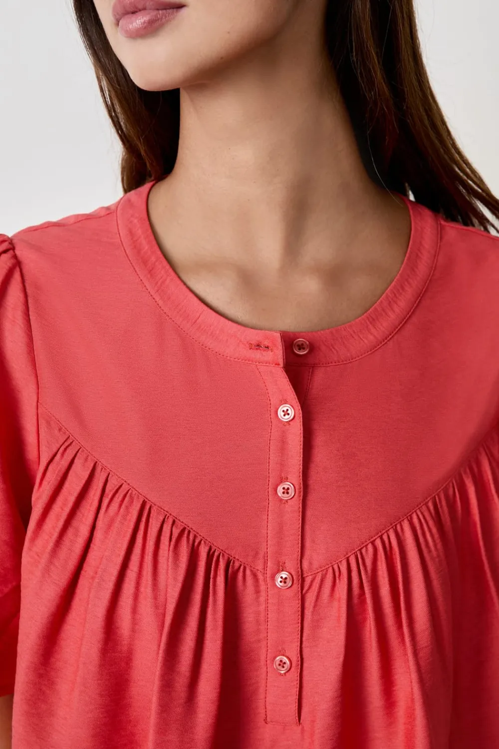 Outlet ETAM Blusa de manga corta ROJO TEJA