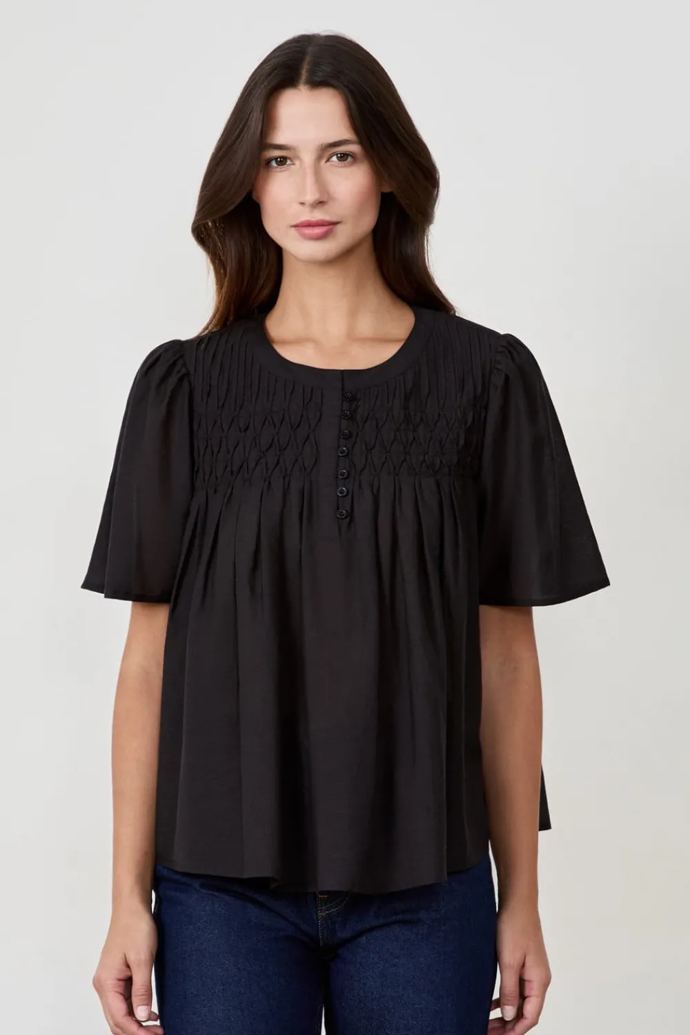 Clearance ETAM Blusa manga corta NEGRO