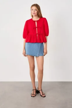 Online ETAM Blusa mangas 3/4 con lazos CARDINAL