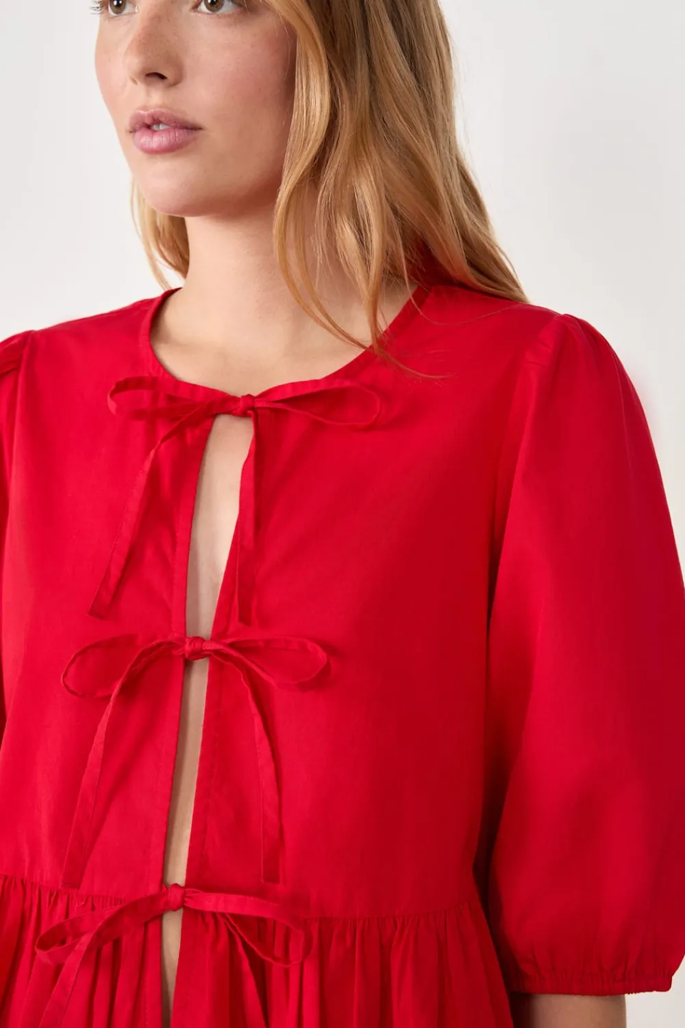 Online ETAM Blusa mangas 3/4 con lazos CARDINAL