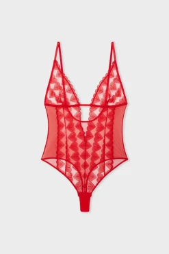 Clearance ETAM Body con bordado de corazones ROJO