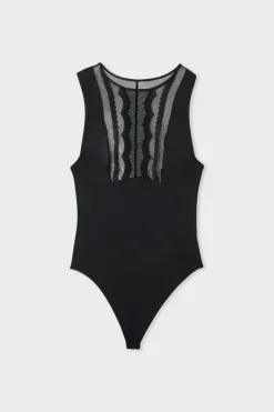 Online ETAM Body con bordados NEGRO