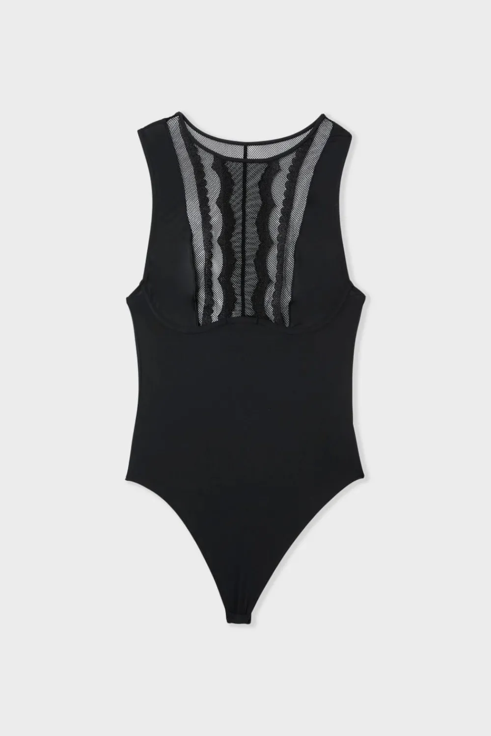 Online ETAM Body con bordados NEGRO