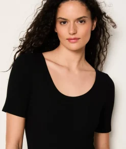 Hot ETAM Body de algodón acanalado NEGRO
