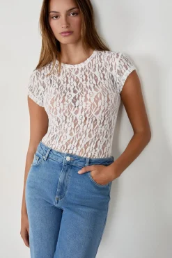 Discount ETAM Body de encaje transparente ECRU