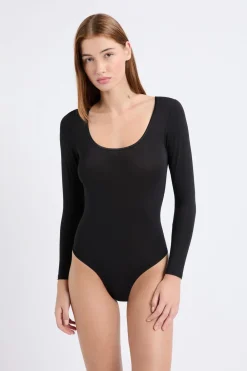 Sale ETAM Body de malla térmica de manga larga NEGRO