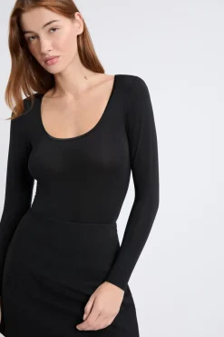 Sale ETAM Body de malla térmica de manga larga NEGRO