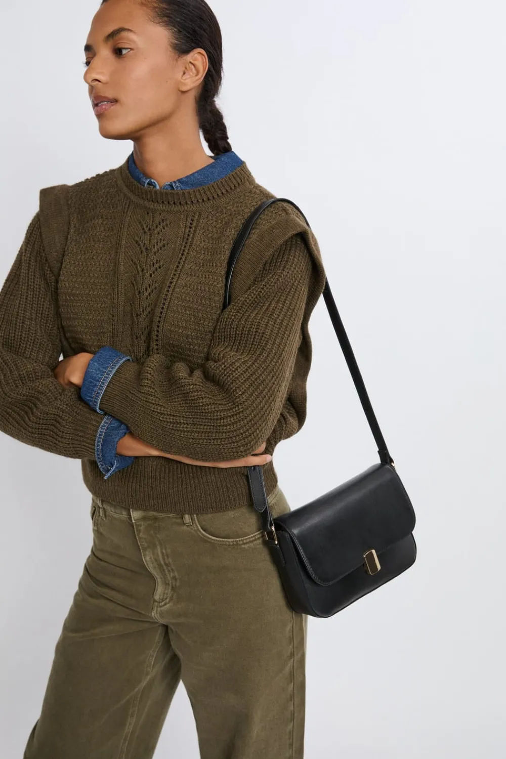 Online ETAM Bolso de cuero estampado NEGRO