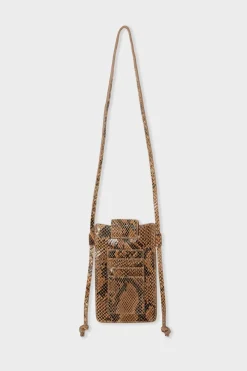 Discount ETAM Bolso de cuero estampado BEIGE
