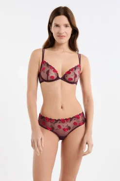 New ETAM Braga brasileña con estampado de cerezas MORADO