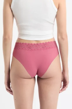 Outlet ETAM Braga brasileña de cintura baja en forma de V de microfibra y encaje BLUSH