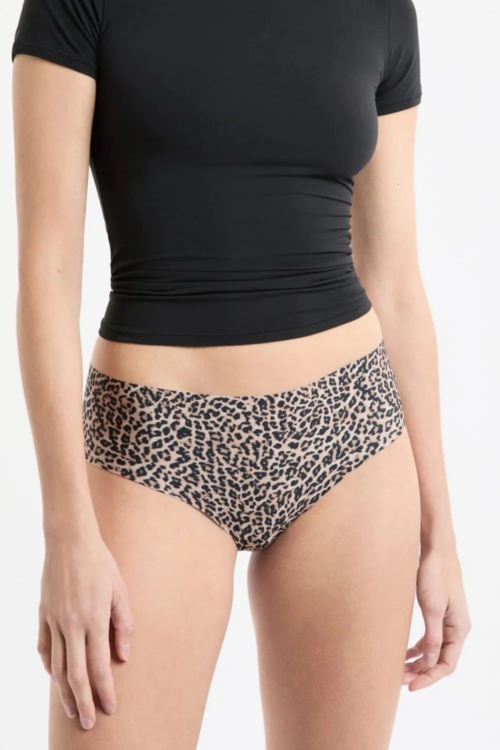New ETAM Braga brasileña de microfibra sin costuras con estampado de leopardo IMP FD MARRÓN