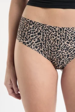 New ETAM Braga brasileña de microfibra sin costuras con estampado de leopardo IMP FD MARRÓN