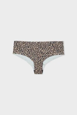New ETAM Braga brasileña de microfibra sin costuras con estampado de leopardo IMP FD MARRÓN