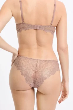 Outlet ETAM Braga brasileña de microfibra y encaje TOPO