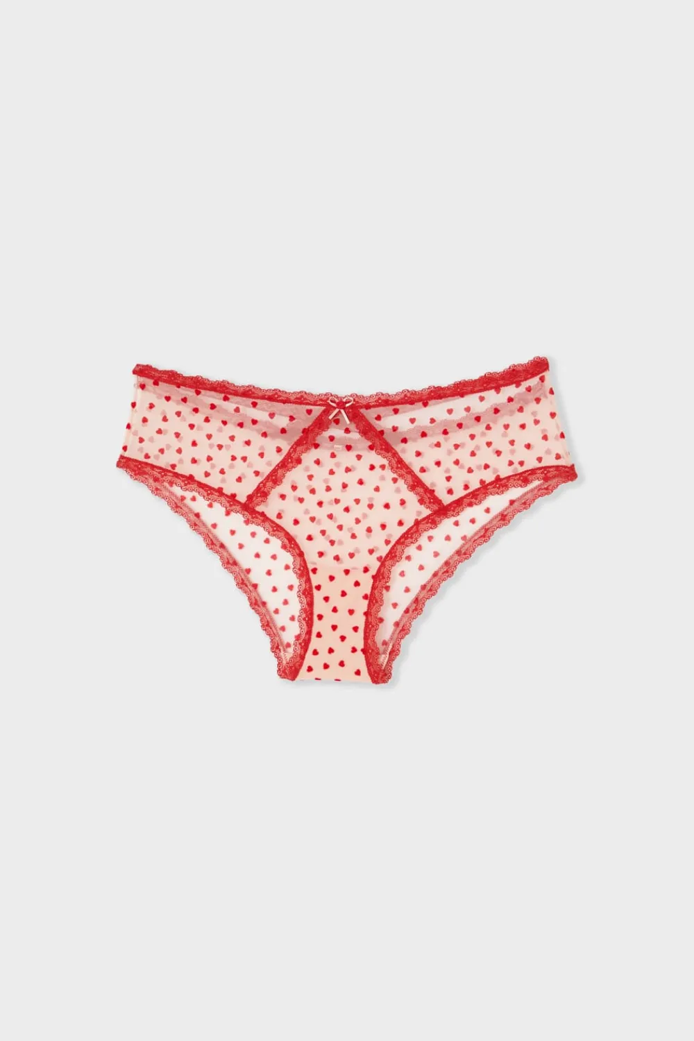 New ETAM Braga brasileña de tul con estampado de corazones IMP FOND ROSA