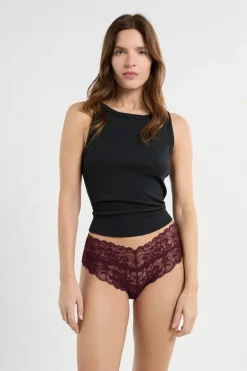ETAM Braga brasileñas en forma de V de encaje MORADO