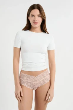 Sale ETAM Braga brasileñas en forma de V de encaje ROSA EMPOLVADO