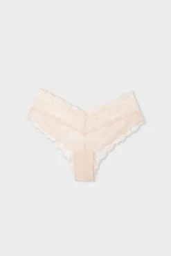 Sale ETAM Braga brasileñas en forma de V de encaje ROSA EMPOLVADO