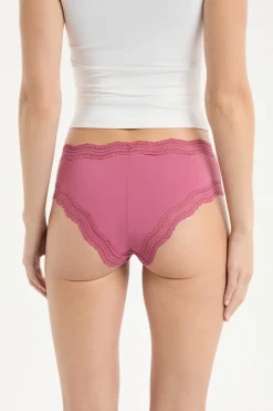 Hot ETAM Braga culotte con bordes de encaje de microfibra ROSA CARAMELO