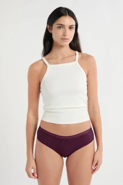 New ETAM Braga culotte de microfibra con detalles de encaje ROSA CARAMELO