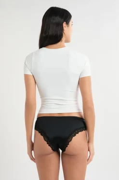New ETAM Braga culotte de microfibra con detalles de encaje NEGRO