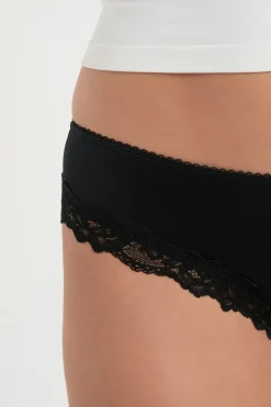 New ETAM Braga culotte de microfibra con detalles de encaje NEGRO