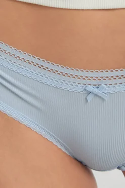 New ETAM Braga culotte de microfibra con detalles de encaje AZUL CIELO