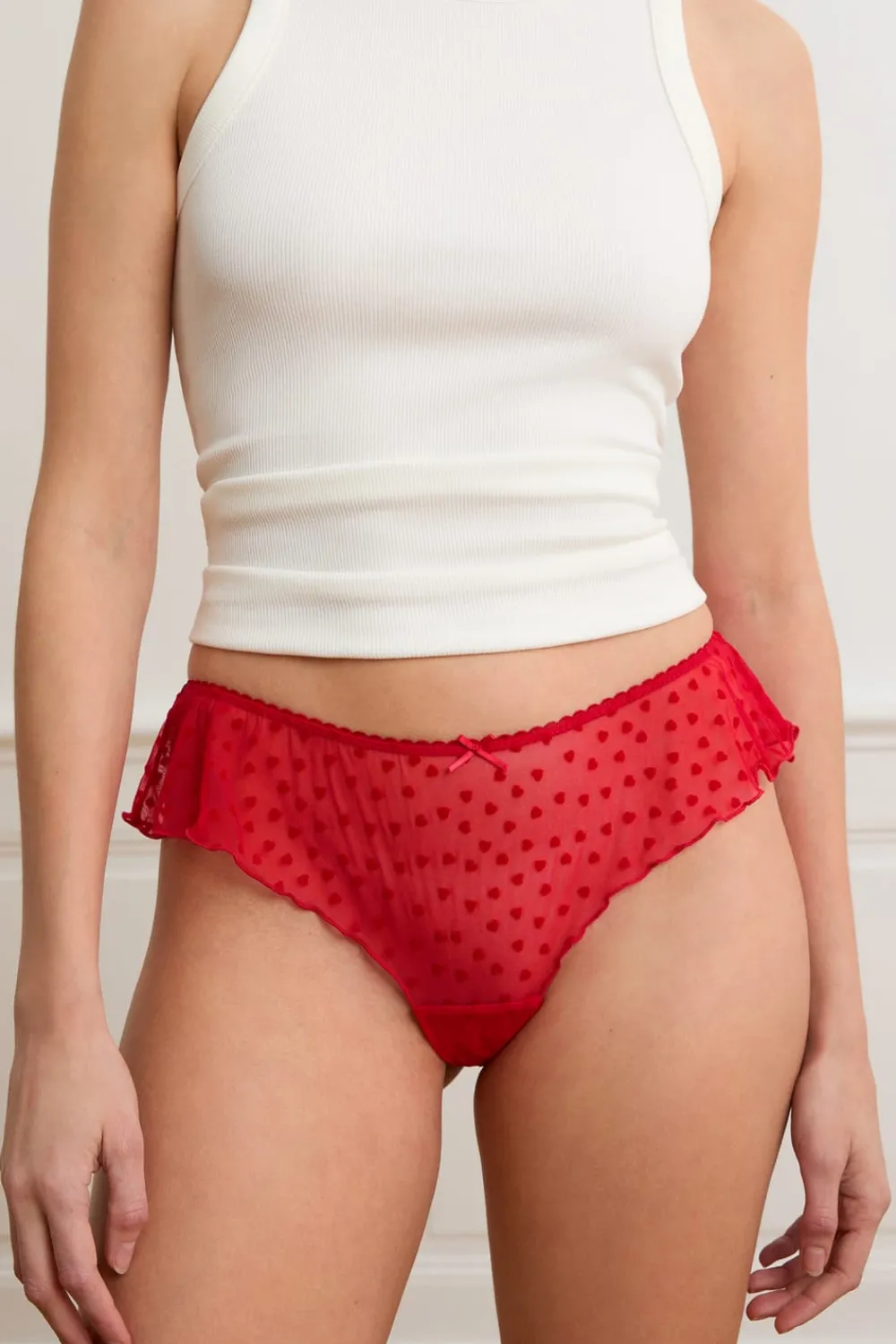 Clearance ETAM Braga culotte de tul flocado con motivos de corazones IMP FONDO ROSA