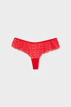 Clearance ETAM Braga culotte de tul flocado con motivos de corazones IMP FONDO ROSA