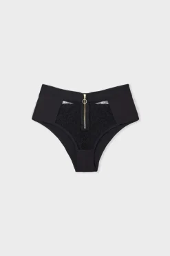 Outlet ETAM Braga de cintura alta de encaje NEGRO