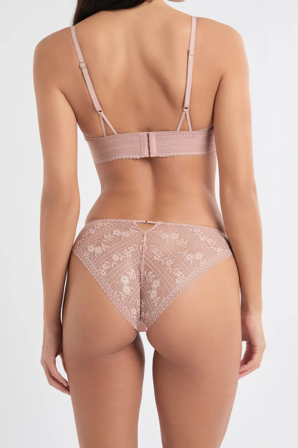 Best ETAM Braga de encaje y microfibra ROSA EMPOLVADO