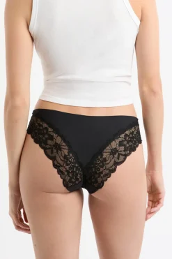 Hot ETAM Braga de microfibra con detalles de encaje NEGRO