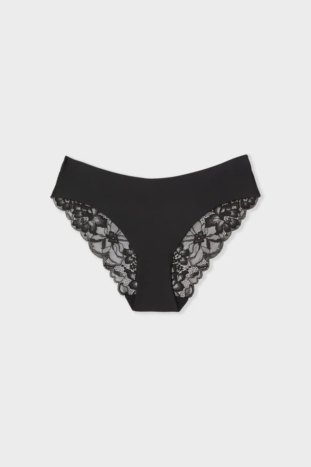 Hot ETAM Braga de microfibra con detalles de encaje NEGRO
