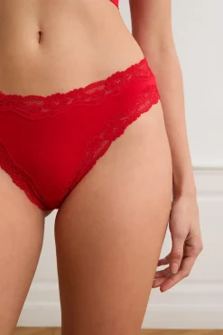 Sale ETAM Braga de microfibra con detalles de encaje ROJO