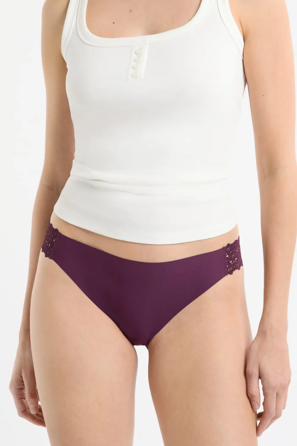 Outlet ETAM Braga de microfibra y encaje MORADO