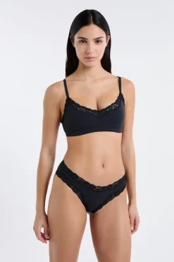 Clearance ETAM Braga de microfibra y encaje NEGRO